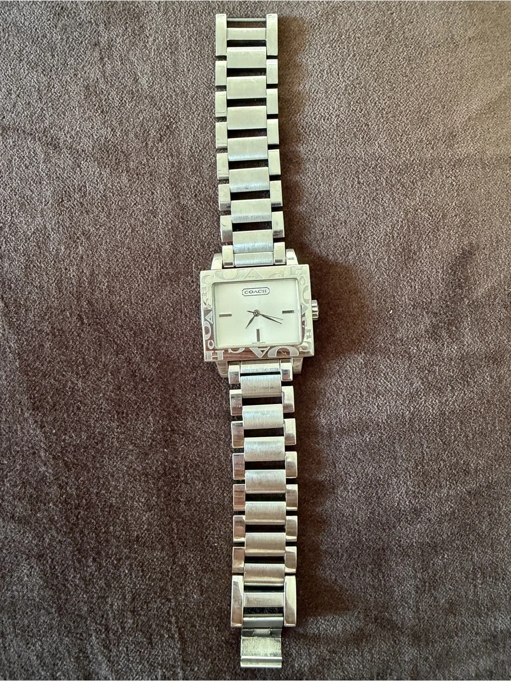 Coach Women's Silver-Tone Square Bracelet Watch
